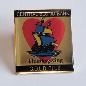 Central Blood Bank Thanksgiving G.O.L.D. lapel pin gold tone